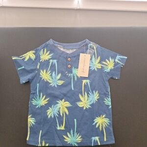 Baby Boy First Impressions Blue Palm Tree Pullover Button 18 Months